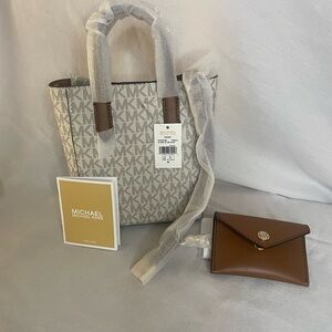 Michael Kors Cream and Brown Monogram Tote